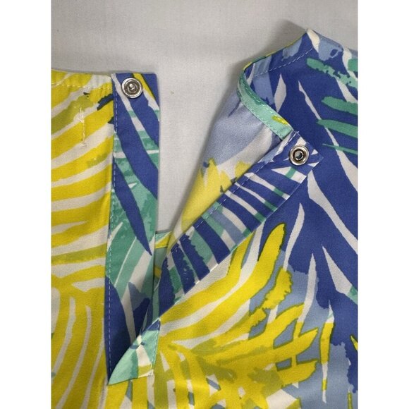 Mud Pie Dress Women’s M Medium Palm Leaf Tropical Pockets Pullover Blue Green - Picture 14 of 16